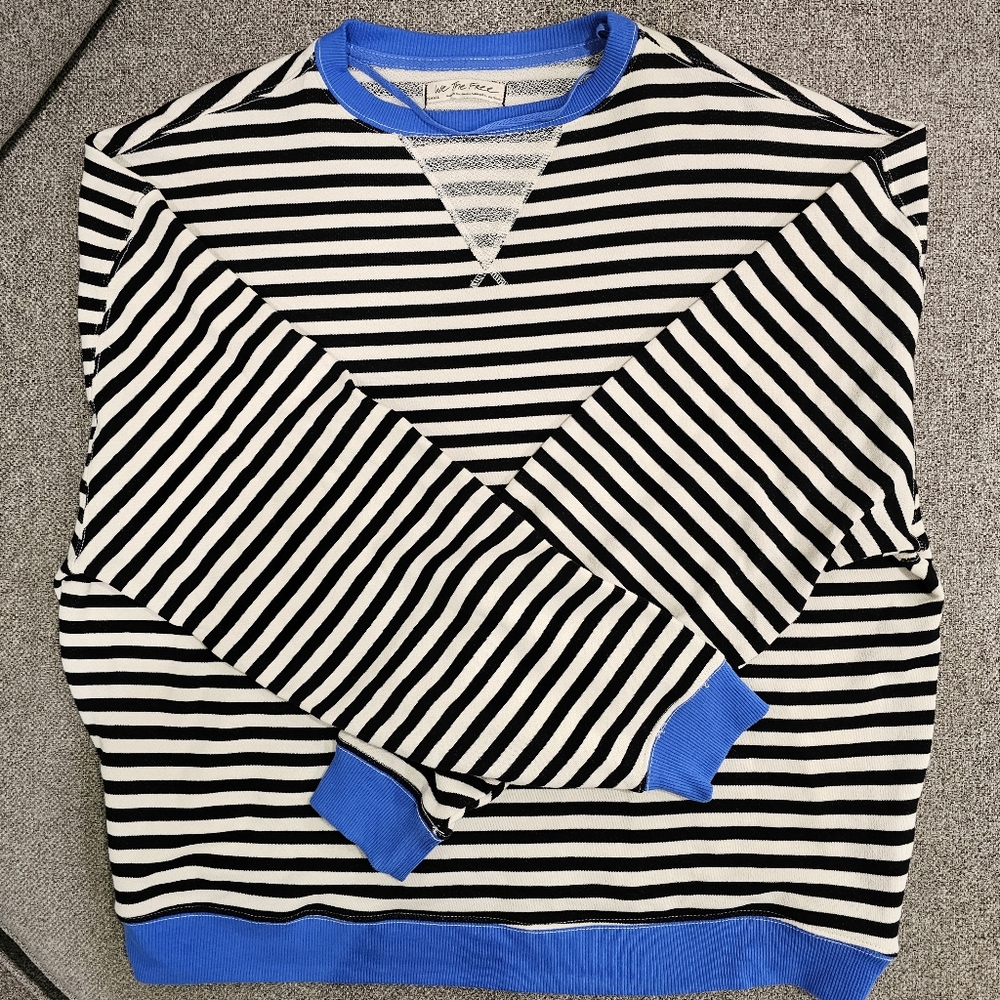 Free People Classic Striped Crew Sweatshirt